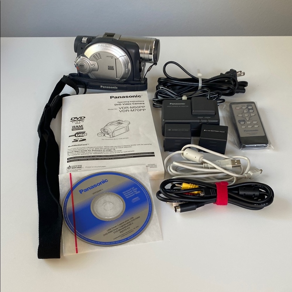 Panasonic Silver and Black Camcorder with Accessories